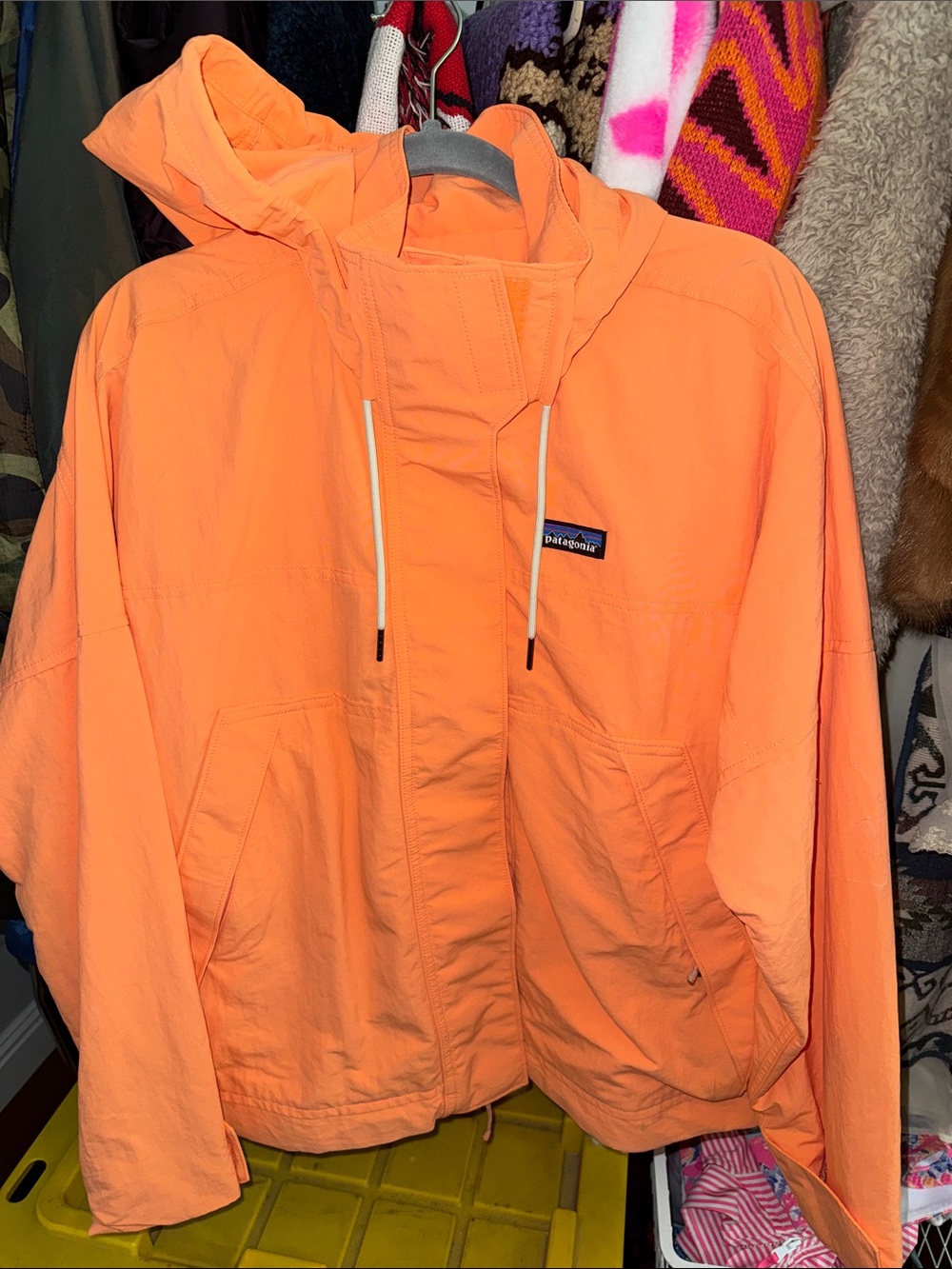 VINTAGE Patagonia Bright Orange Hooded Bomber Jacket